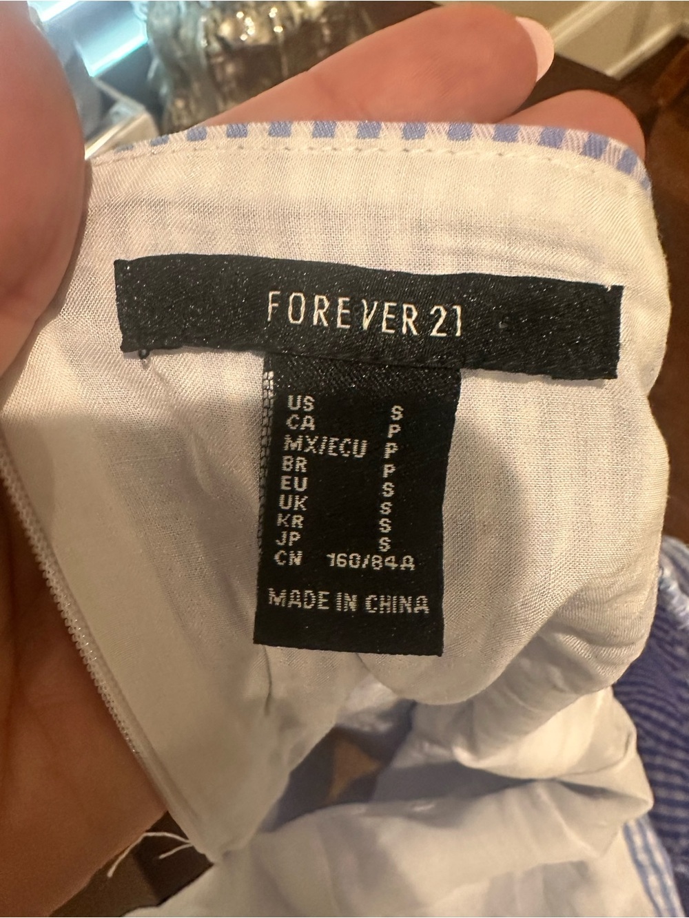 Forever21 Square Neck Puff-Sleeve Mini Dress in Light Blue Gingham Small - Picture 2 of 15